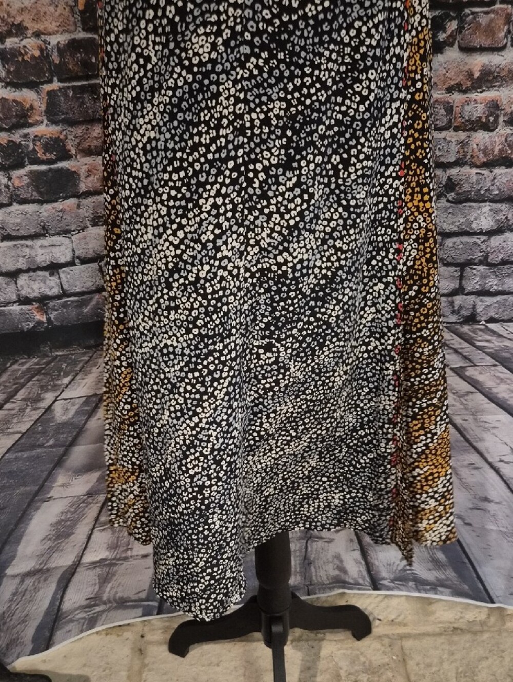 rag & bone Collette 100% Silk Black Maxi Slip Dress with Small Floral Print - Picture 6 of 12